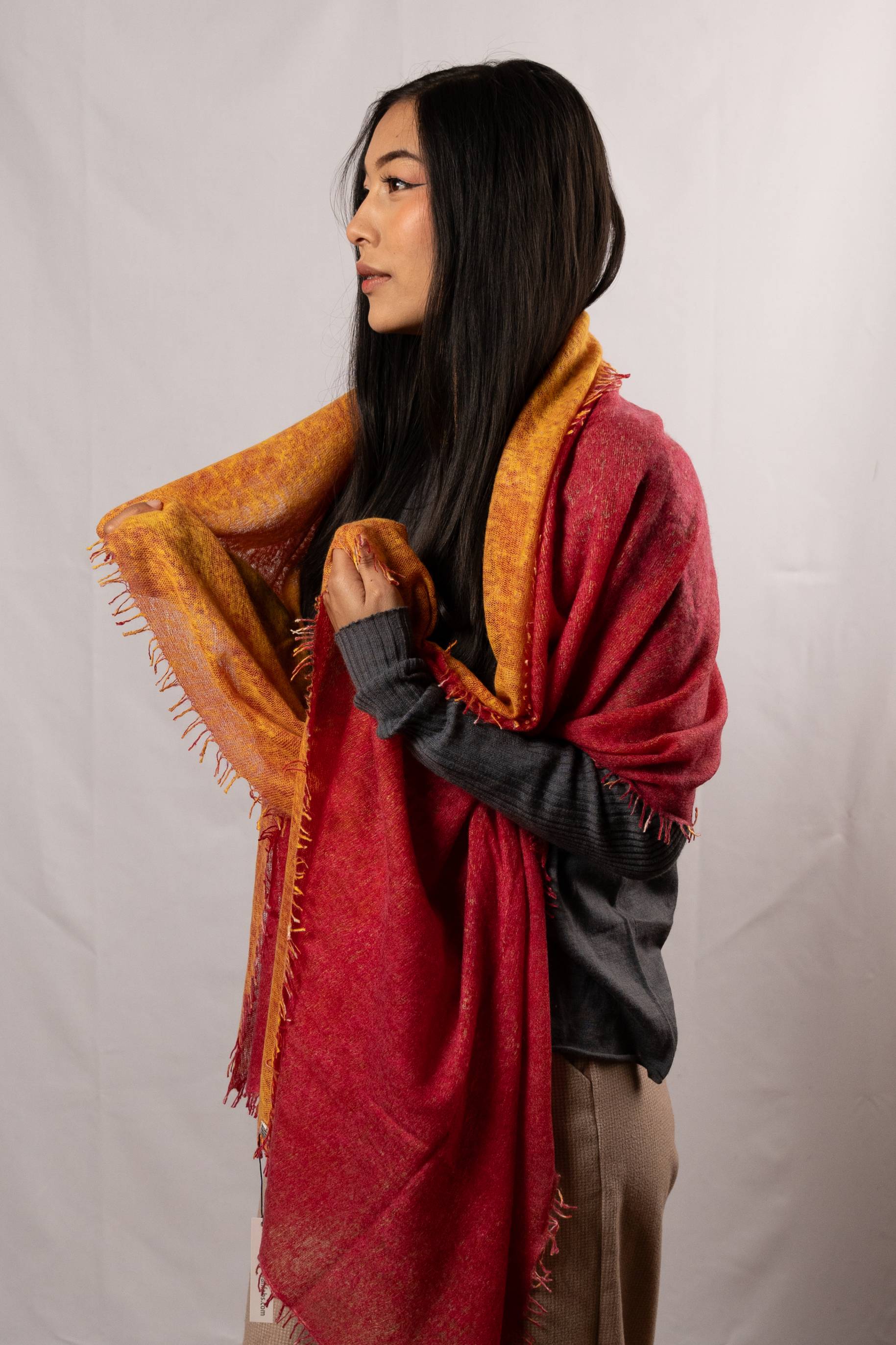  Cashmere knitted, felted reversible shawl (3143)